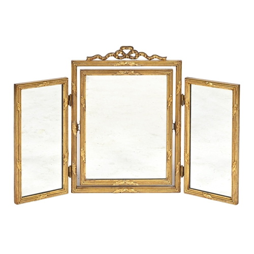 799 - A giltwood three-fold dressing mirror, 20th c, 56cm h