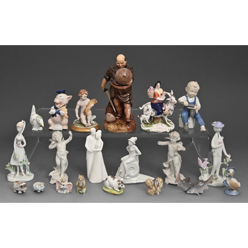 80 - Miscellaneous figures and models, 19th c and later, to include a pair of Rosenthal figures, a Royal ... 