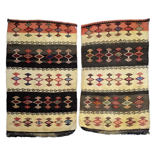 813 - A pair of tribal Kurdish Bakhtiari flatweave rugs, 102 x 64cm