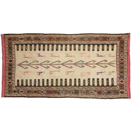 822 - A Quchan Kurdish kilim rug, 193 x 98cm