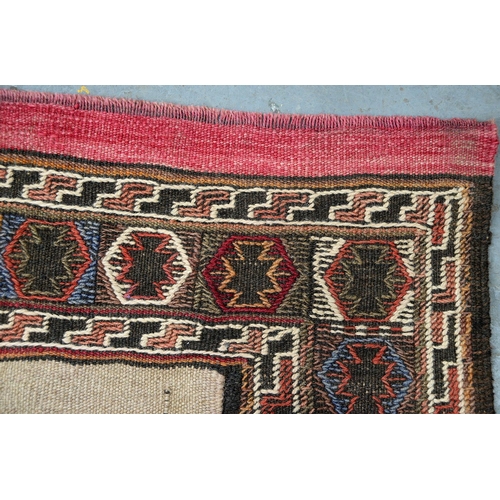 822 - A Quchan Kurdish kilim rug, 193 x 98cm