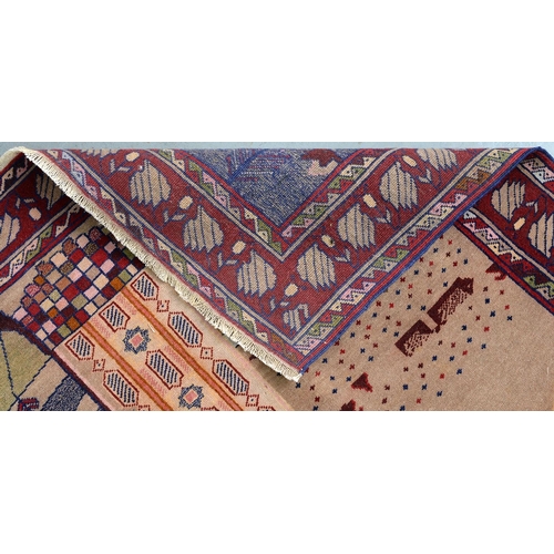 828 - A Kurdish rug, 206cm x 122cm, an Afghan rug, 144cm x 100cm and an Afghan prayer rug, 115cm x 76cm (3... 