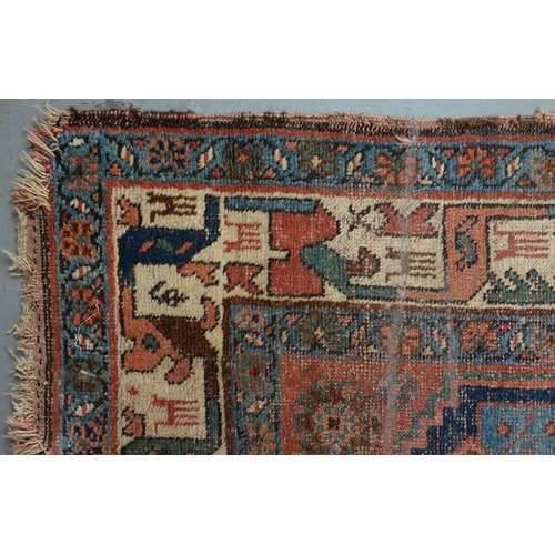 828 - A Kurdish rug, 206cm x 122cm, an Afghan rug, 144cm x 100cm and an Afghan prayer rug, 115cm x 76cm (3... 