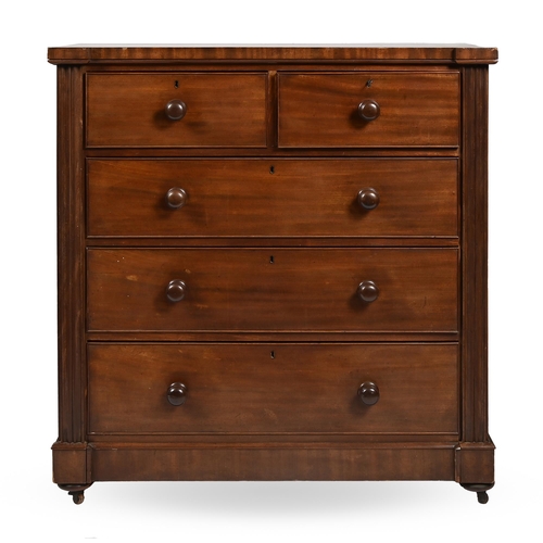 831 - A Victorian mahogany breakfront chest of drawers, 117cm h; 111 x 53cm