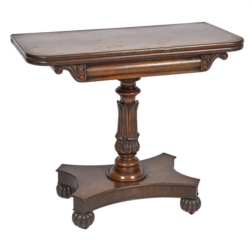 854 - A Victorian rosewood card table, 77cm h; 45 x 91cm