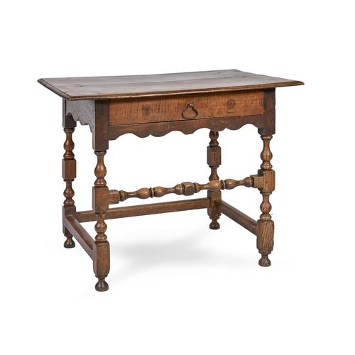 867 - A William III oak side table, 67cm h; 49 x 83cm