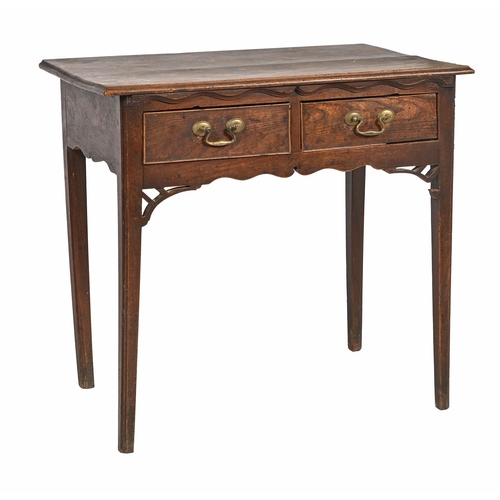 869 - A George III oak side table, 71cm h; 50 x 76cm