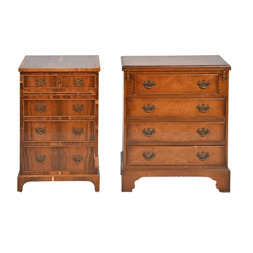 883 - A walnut bachelor's chest of drawers and a yew wood chest of drawers, late 20th c, the first 77cm h;... 