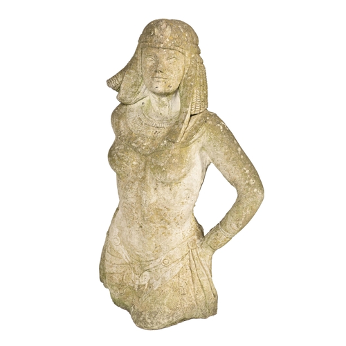 904 - Garden ornaments. A reconstituted stone half life sized Egyptian queen statuette, 82cm h... 