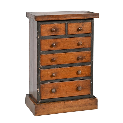 934 - Miniature furniture. A Victorian walnut chest of drawers, c1900, 45cm h; 16.5 x 31cm... 