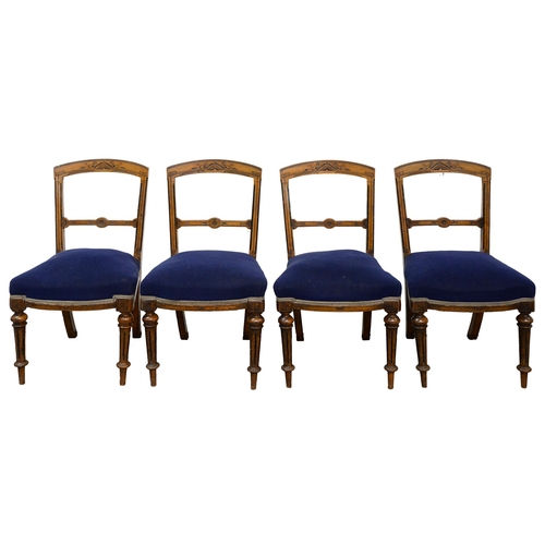 959 - A set of four Victorian Grecian-style oak dining chairs, 91cm h