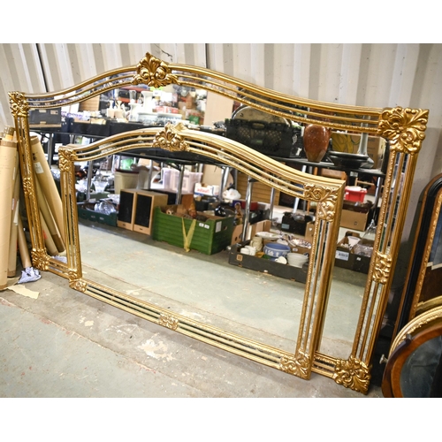 981 - A pair of antique-style giltwood and composition over mantle mirrors, 189 x 116cm and 129 x 90cm... 