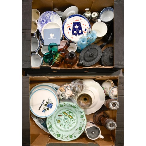 1003 - Miscellaneous Victorian and later ceramics, glass and other items, including a basalt three-piece te... 