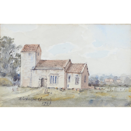 692 - English School, 19th century - A Country Church, signed with initials A M T and inscribed Risthorpe ... 