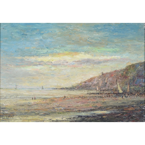 694 - George Gardy (1949-) - Coastal Landscape, signed, oil on board, 18cm x 26cm, English School - Landsc... 