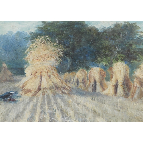 695 - Attributed to Roy Morris (1890-1967) - The Orchard, oil on canvas, 28cm x 36.5cm and English School,... 