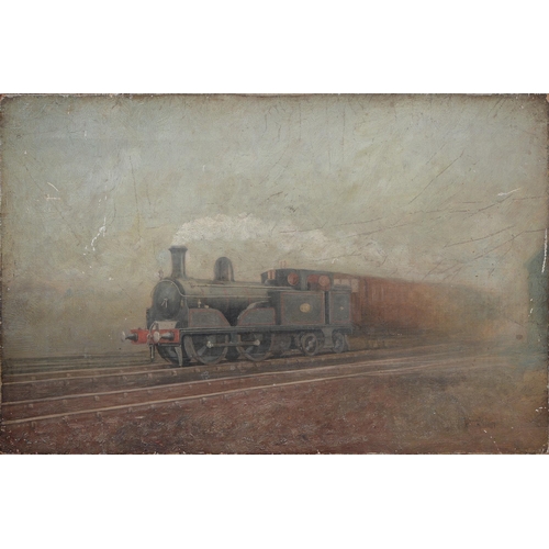 697 - British School, 1897 – An 0-4-0T Railway Locomotive, indistinctly signed and dated, oil on canvas, 3... 