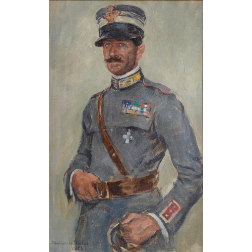 698 - Stanhope Alexander Forbes RA (1857-1947) - Portrait of an Italian Officer, signed and dated 1923, oi... 