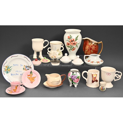 546 - Four Carlton Ware dishes and a vase and another dish, c.1920-1950, the largest 17.5cm l, printed mar... 