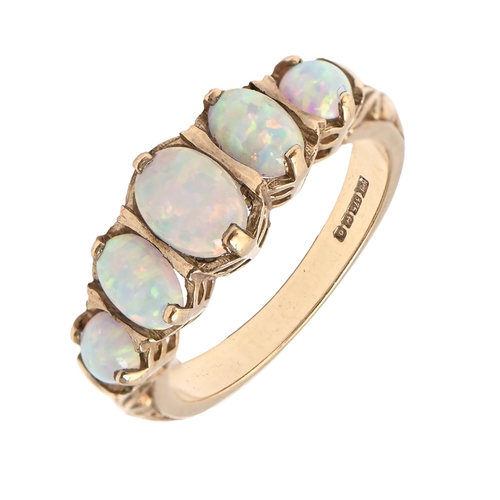 10 - An opal ring, in 9ct gold, Birmingham 2003, 3.9g, size N