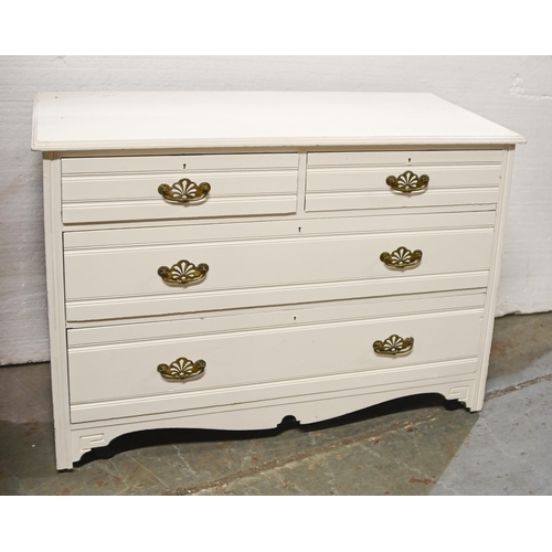 1021 - An Edwardian chest of drawers,  white painted, 50 x 106cm