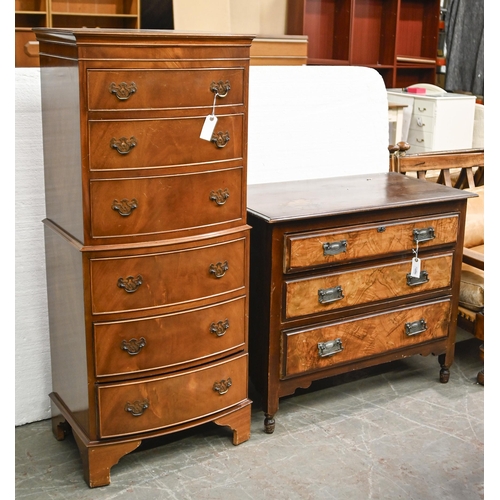 1027 - A reproduction mahogany bow fronted tallboy, 130cm h and a dressing chest ()