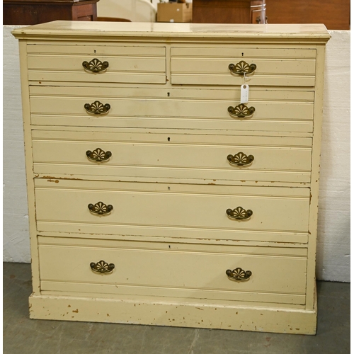 1028 - An Edwardian pine chest of drawers, cream painted, 55 x 121cm