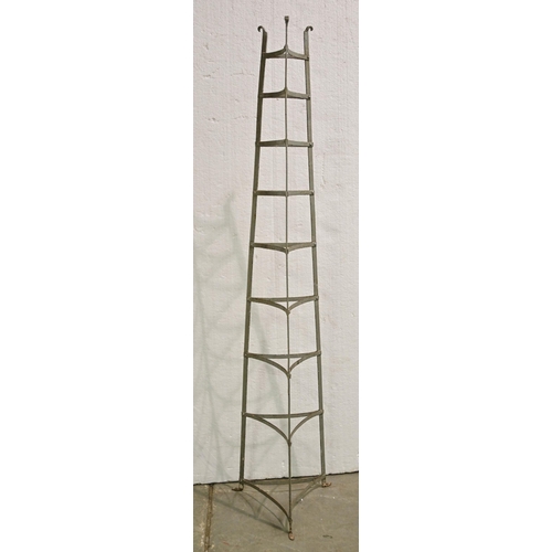 1032 - A painted steel saucepan stand,  179cm h