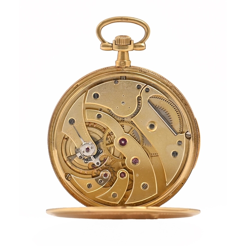 104 - A Swiss 18ct gold keyless lever watch, with jewelled gilt finished movement, in relatively slim case... 