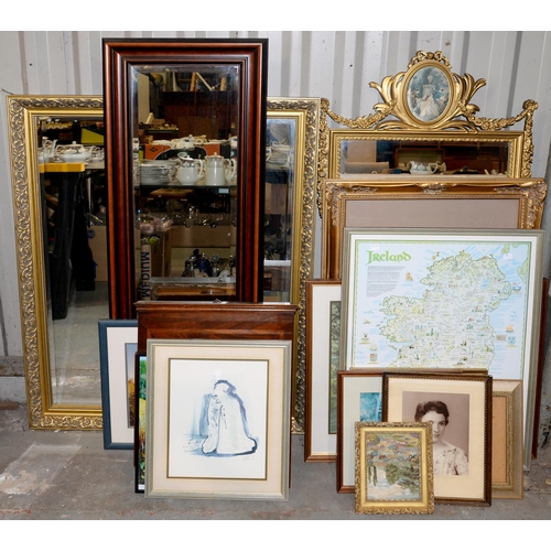 1090 - Miscellaneous pictures, prints and decorative mirrors