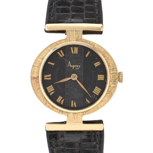 121 - Asprey. A Baume & Mercier 18ct gold lady's wristwatch, manual movement, 27 x 33mm... 