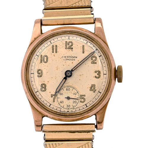 126 - A J W Benson 9ct gold wristwatch, 30mm diam, London 1949