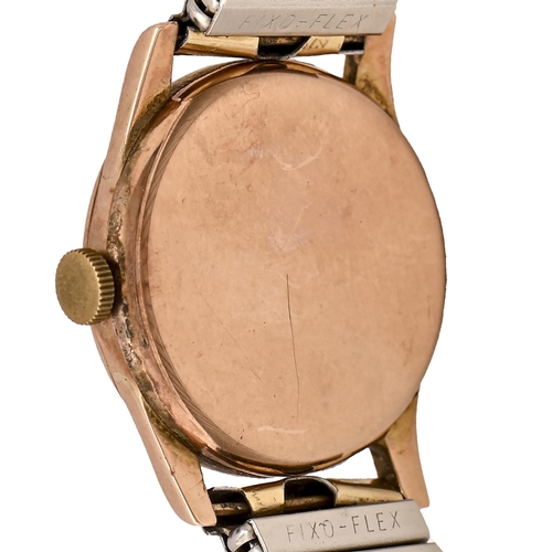 126 - A J W Benson 9ct gold wristwatch, 30mm diam, London 1949