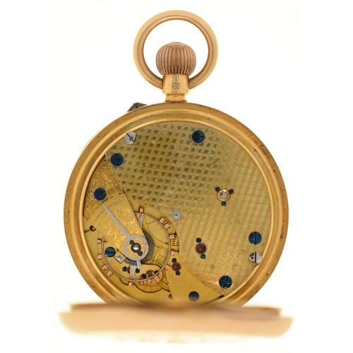 128 - An 18ct gold keyless lever watch, Kew Certificate Class A, with three-quarter plate movement in plai... 