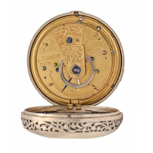 130 - An English pair cased silver verge alarm watch, Robert Tyler, Melton Mowbray, No.7578, with enamelle... 