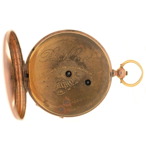 134 - A Swiss 14ct gold lever watch, late 19th c, with engine turned band and engraved back, 49mm diam, 74... 