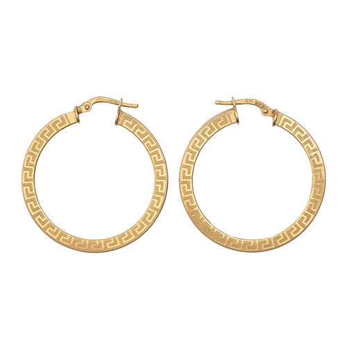 139 - A pair of 9ct gold hoop earrings, 31mm diam, 3.1g