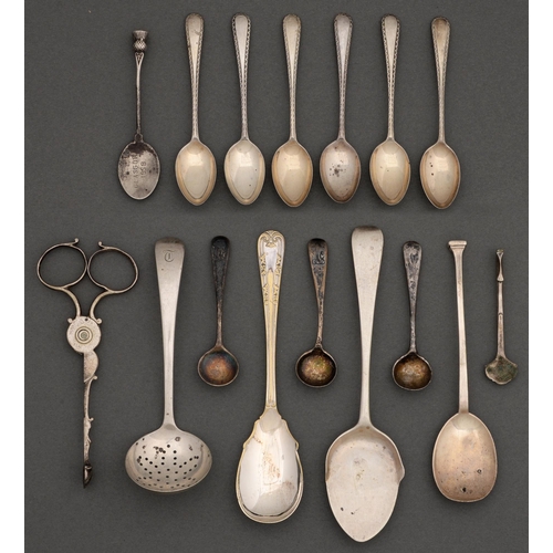 289 - Miscellaneous small silver flatware, late 18th c and later, 5oz 10dwt and a plated spoon... 