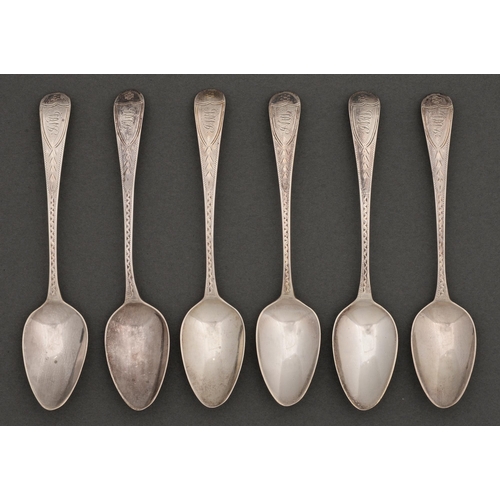 304 - A set of six George III silver teaspoons, bright cut, by Peter, Ann & William Bateman, London 18... 