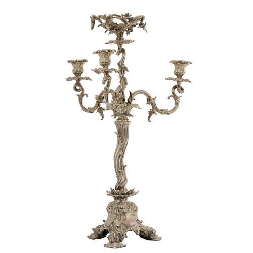 329 - A Victorian rococo revival EPNS centrepiece-candelabrum, 74cm h