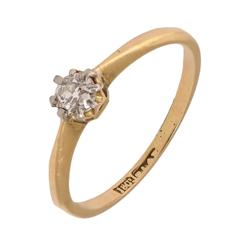 35 - A diamond ring, gold hoop marked 18ct PLAT, 1.5g, size I