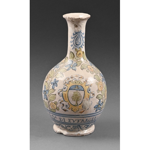 377 - Pharmaceutical ceramics. An Italian wet drug maiolica jar, inscribed AQA DI EUFRAGIA, 18th c, 27.5cm... 