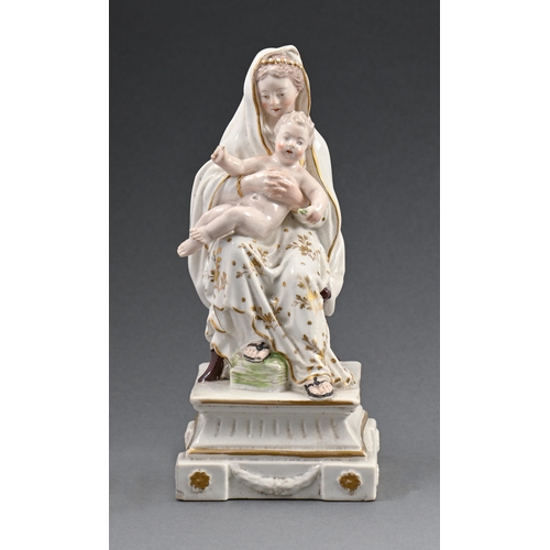 384 - A Derby group of The Madonna and Child, c.1780, 20cm h, incised No 138