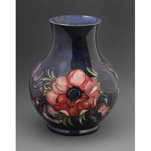 398 - A Moorcroft Anemone vase, c1960-70, 24cm h, impressed marks, painted initials