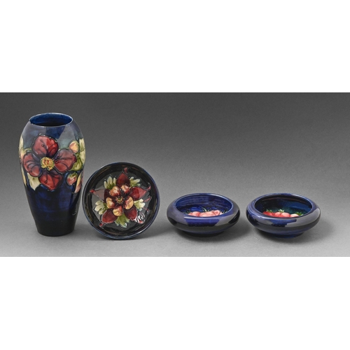 407 - A Moorcroft Columbine bowl, pair of Anemone bowls and Clematis vase, c1960-70, vase 18cm h, impresse... 