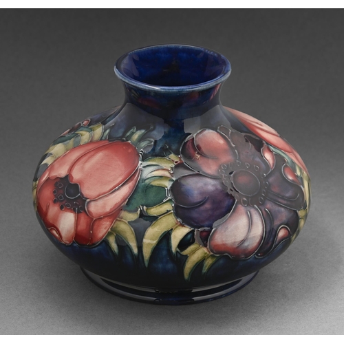 408 - A Moorcroft Anemone vase, c1970, 10cm h, impressed marks, painted initials