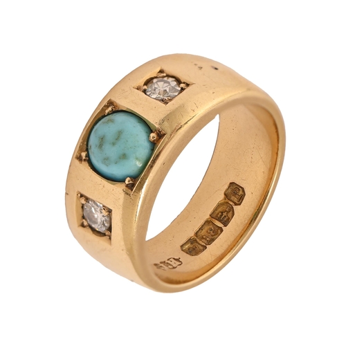 41 - A Victorian turquoise and diamond ring, in 18ct gold, Chester 1898, 15.8g, size O