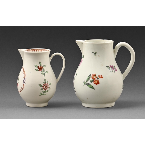 430 - Two Worcester sparrow beak cream jugs, c.1780, 10.5cm and smaller (2)