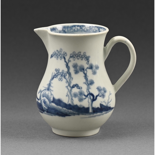 442 - A blue and white sparrow beak cream jug, probably Worcester, c.1765, in the Cannonball pattern, 8cm ... 