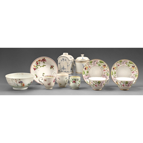 446 - Miscellaneous English and continental teaware, c.1790-1810, to include a pair of New Hall cups and s... 